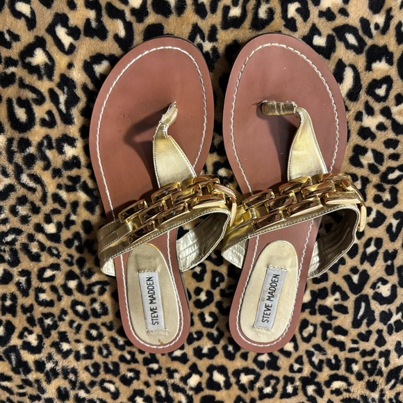 Steve Madden Gold Metallic Chain Sandals - Picture 1 of 6